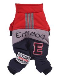 Уют Комбинезон трехцветный, верх красный, надпись "Elfidog", размер XS, длина 21 (1*50)