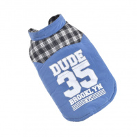 УЮТ Зимнее пальто для собак "Пижон 35" на кнопках, 21см, голубое, ХС, (1*75)