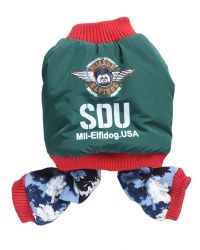 Уют Комбинезон стиль милитари, зеленый, принт "SDU", размер XS, длина 21 (1*50)