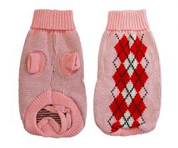УЮТ Свитер розовый, рисунок красно-белые ромбы 40 см, 1х72 шт