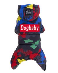 Уют Комбинезон с капюшоном пятнистый, красно-зеленый, надпись "Dogbaby", размер М, длина 25 (1*50)