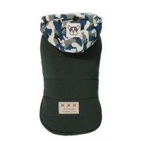 УЮТ Зимнее пальто с капюшоном для собак, 20см, зеленое, S, (1*150)