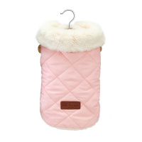 УЮТ Зимнее пальто с меховым воротником для домашних питомцев, на кнопках, 35см, розовое, ХЛ, (1*155)