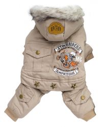 Уют Комбинезон с меховым капюшоном, цвет хаки, размер XS, длина 16 (1*50)