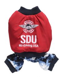 Уют Комбинезон стиль милитари, красный, принт "SDU", размер ХS, длина 21 (1*50)