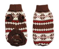 УЮТ Свитер коричневый с красно-белым орнаментом, 40 см, 1х72 шт