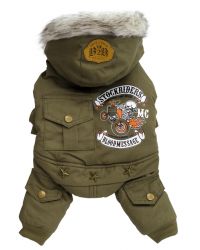 Уют Комбинезон с меховым капюшоном, цвет армейский зеленый, размер XS, длина 16 (1*50)