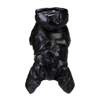 УЮТ Зимний комбинезон/пуховик с капюшоном для щенков, 20см, черный, S, (1*75)