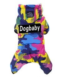 Уют Комбинезон с капюшоном пятнистый, желто-розовый, надпись "Dogbaby", размер XS, длина 16 (1*50)