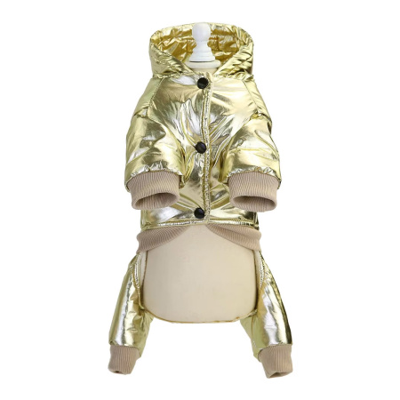 УЮТ Ветрозащитный зимний комбинезон с капюшоном  для собак, 20см, золотой, S, (1*75)