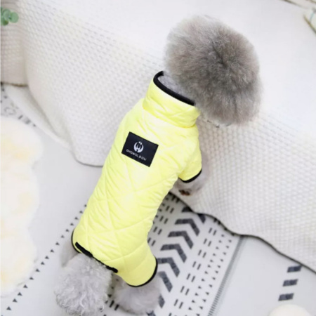 УЮТ Ветрозащитное теплое пальто для собак на кнопках, 20см, желтое, С, (1*50)