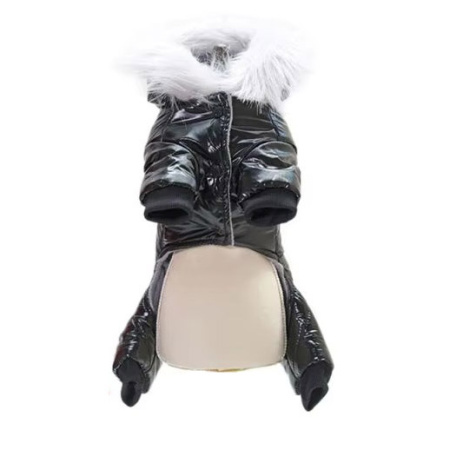 УЮТ Ветрозащитный комбинезон для собак с капюшоном, на кнопках, 20см, черный, S, (1*75)