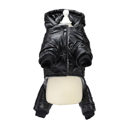 УЮТ Зимний комбинезон/пуховик с капюшоном для щенков, 20см, черный, S, (1*75)