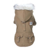УЮТ Зимнее пальто для собак на кнопках, с меховым капюшоном, 20см,  цвета хаки, S, (1*100)