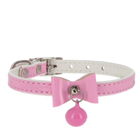 Ошейник"Синтетик" двойной прош. д/кош. бант+буб.10*30жёл,роз..
