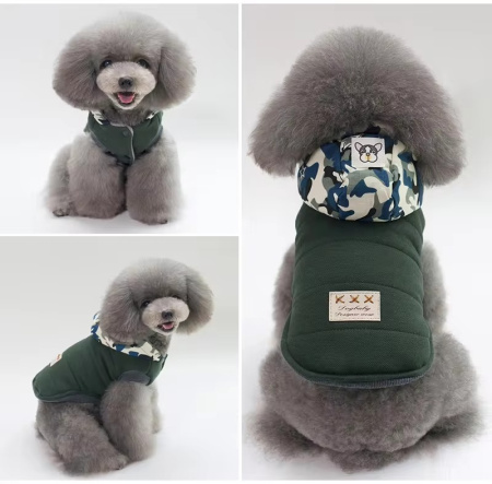 УЮТ Зимнее пальто с капюшоном для собак, 20см, зеленое, S, (1*150)