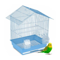 №1 Клетка для птиц, 30*23*39, домик, укомплектованная, голубая, 1*10