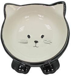 №1 Миска керамическая "мордочка кошки" с наклоном20" "на лапках" черная,13,5*13,5*8,5см,140мл,24шт