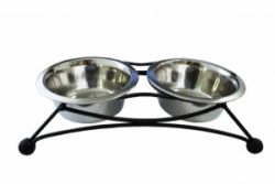 Уют Подставка с мисками 2х0,75л металлическими (1x12 шт, 48 шт/кор)