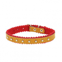 Ошейник 10 мм кож.с украш. на синтеп. с бубенч. 10мм*28см