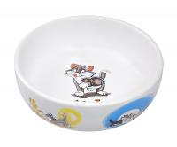 №1 Миска керамическая, с рисунками котов, 13,4*4 см, 290мл, 1*64шт