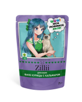 ZILLII влажные (пауч) корм для стерил кошек Мясн.волокна в желе 75г*12 Филе Курицы с Кальмаром