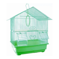 №1 Клетка для птиц, 30*23*39, домик, укомплектованная, зеленая, 1*10
