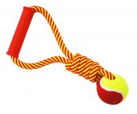 №1 Грейфер веревка плетеная с мячом и ручкой, желто-красный 30см, 1*48шт