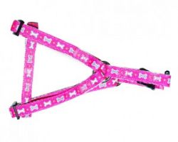 УЮТ Шлейка 1,0х30-40 см, розовая, рисунок косточки, двойная с тесьмой, 1х12шт