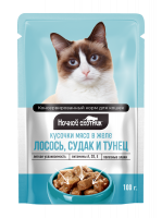 Ночной Охотник конс. д/к Лосось,Судак,Тунец в желе дой-пак 100гр.1*24