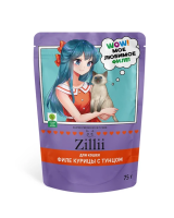 ZILLII влажные (пауч) корм для стерил кошек Мясн.волокна в желе 75г*12 Филе Курицы с Тунцом
