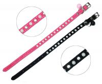 УЮТ Ошейник 1.0х31 см велюровый со стразами, жемчугом и бубенчиком, двойной 1х12шт, 1*288шт