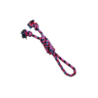 №1 Грейфер плетеный с двумя узлами и ручкой, голубо-розово-черный 37 см, 1*96шт