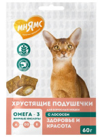 Мнямс д/кошек хрустящие подушечки с лососем Здоровье и красота 60 гр 