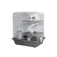 №1 Клетка для грызуна, 35,5*26,6*40,5, 2 этажная, фигурная крыша, серая, 1*10