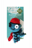 №1 Favorite Игрушка для кошек "Осьминог" вязаная,  с кошачьей мятой, красно-синяя, 11см