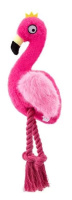 №1 Игрушка для собак Фламинго розовый с пищалкой, с канатиком, текстиль, 21х14х9см, 1*108