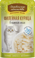 Деревенские лакомства пауч. д/кошек Филейная курица в нежном желе, 70г