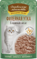 Деревенские лакомства пауч. д/кошек Филейная утка в нежном желе, 70г