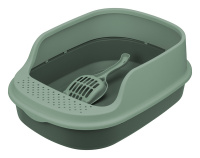 Лоток для кошек ЛЯ-МУРР 480х355x185мм с высоким бортом совок нефритовый