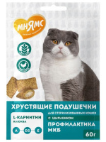 Мнямс д/стерил.кошек хрустящие подушечки с цыпленком и клюквой Профилактика МКБ 60 гр 