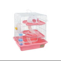 №1 Клетка для грызуна, 35,5*26,6*40,5, 2 этажная, фигурная крыша, розовая, 1*10