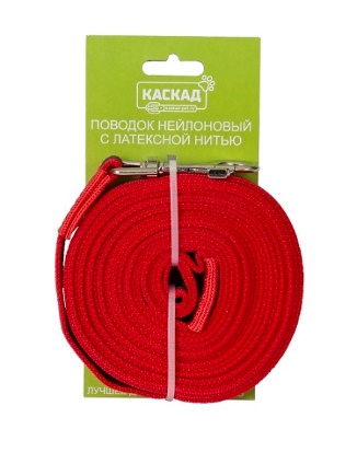 Поводок нейлон с латекс.нитью двухстор.20мм*5м,красный