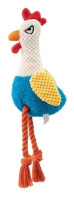 №1 Игрушка для собак Петух голубой с пищалкой, с канатиком, текстиль, 23х14х9см,1*90