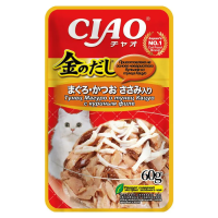 INABA ЧАО КИННОДАСИ пауч д/кошек в желе тунец Магуро и тунец Кацуо с куриным филе 60гр.*24 RU203