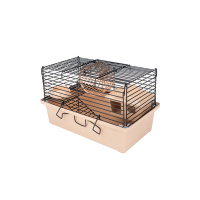 №1 Клетка д/грызунов, 2 этажа, в комплекте домик, колесо, миска, 42х30х40см, бежевая упак(1шт)