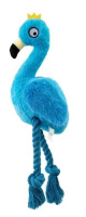 №1 Игрушка для собак Фламинго голубой с пищалкой, с канатиком, текстиль, 21х14х9см, 1*108