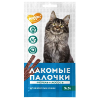 Мнямс д/кошек лакомые палочки с лососем и форелью 3*5 гр 