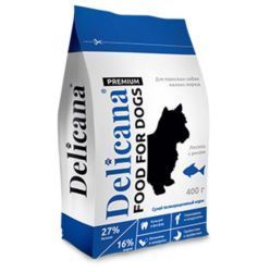 Delicana сух.д/собак мелких пород лосось и рисом 400г / 1*20