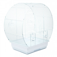 №1 Клетка для птиц, 47*27*50, прямоугольный поддон, верх круглый, белая, 1*6